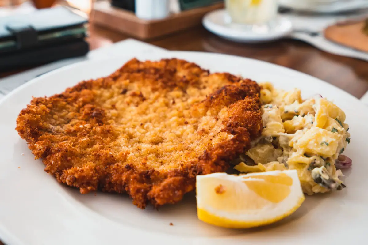 Kotlet with potato salad in Warsaw