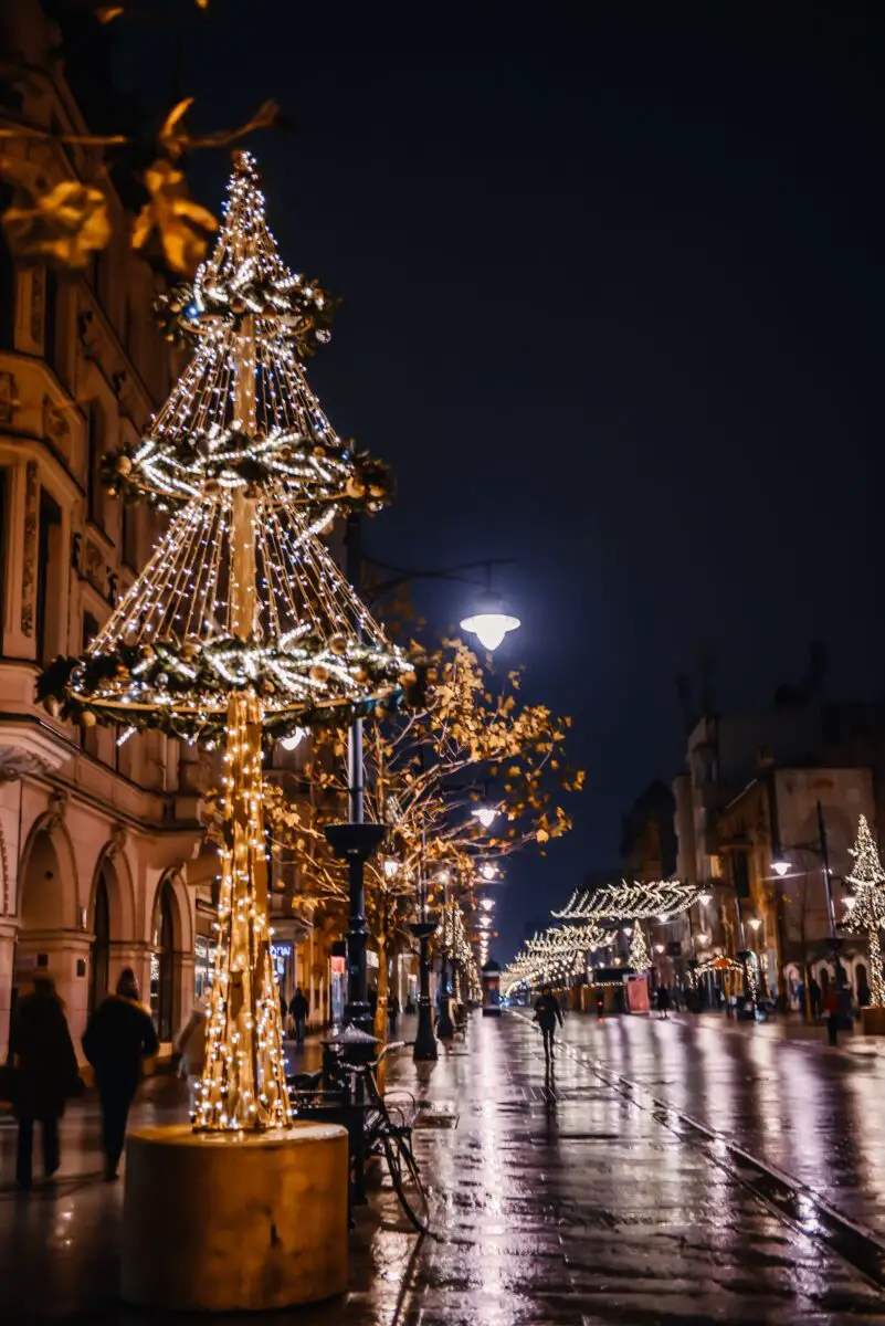 Christmas lights along Piotrkowska Street