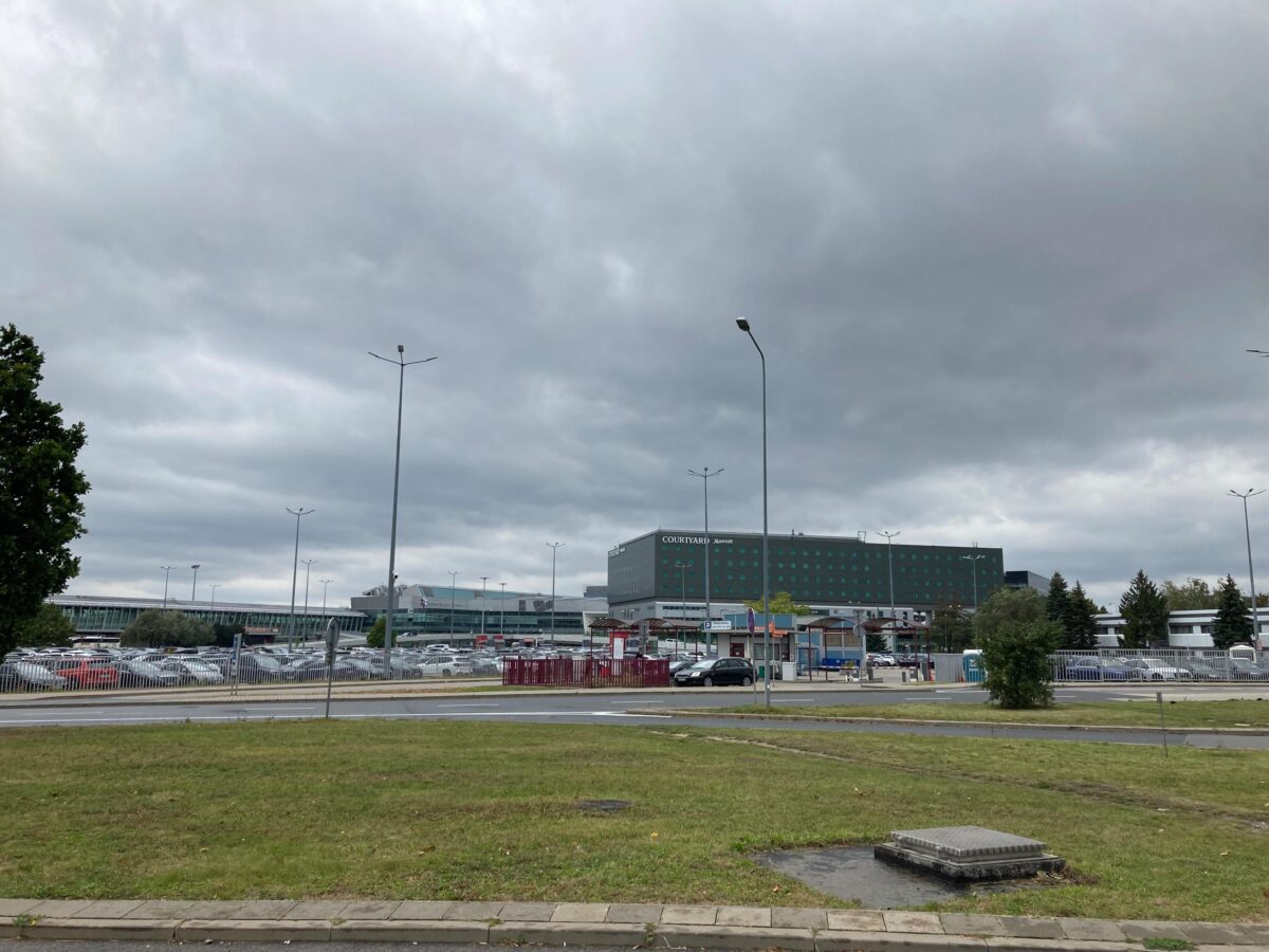 The rental car drop-off area and garage near Chopin Airport in Warsaw