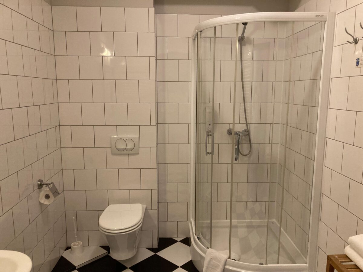 Bathroom inside Wratislavia Hotel in Wroclaw.
